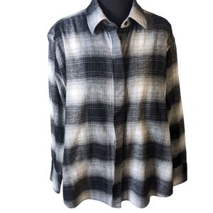 Banana Republic black and white women's flannel jacket shacket size XL oversized